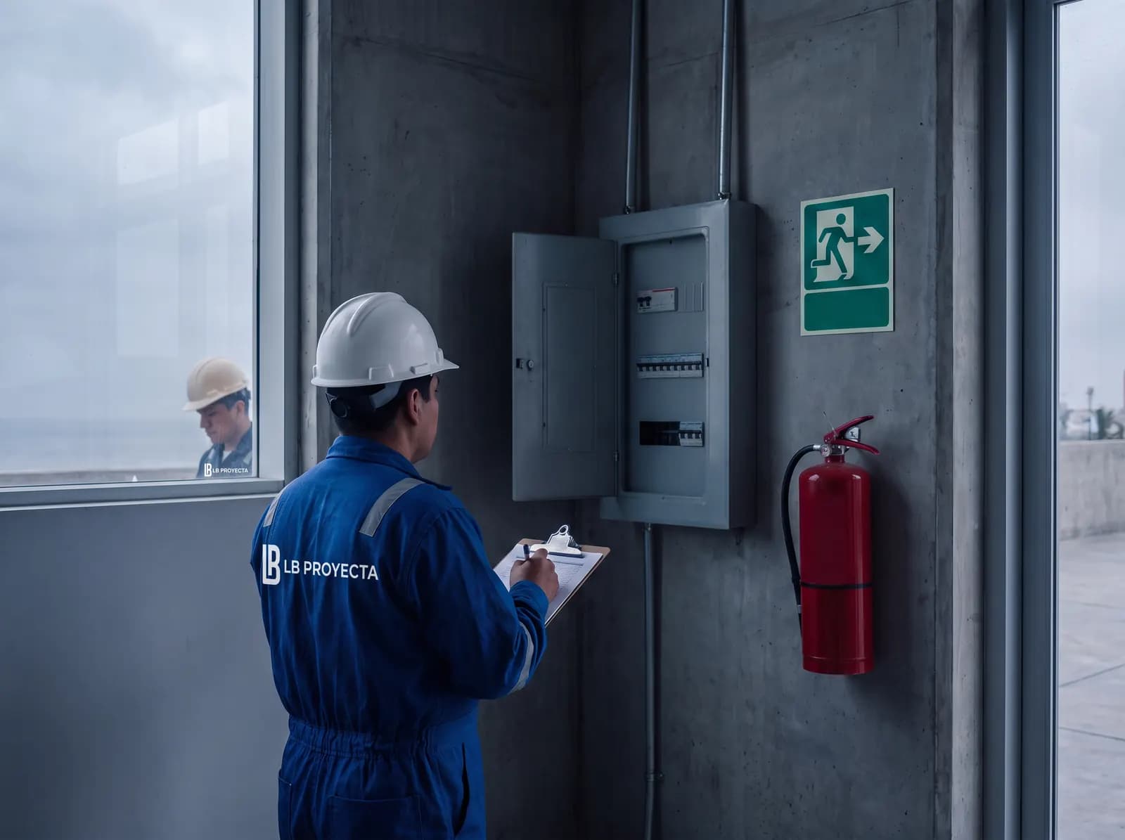 Tablero eléctrico y señalética de seguridad en un local comercial